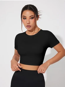 SHEIN Sports Solid Racerback Sports Tank Topworkout Tank Top Gym Women Shirts - Black - View 5