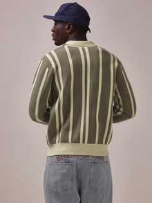Musero Relaxed Fit Contrast Stripe Knit Jumper Standared Collar Spring Summer Essentials - Multicolor - View 4