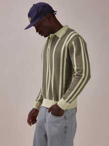 Musero Relaxed Fit Contrast Stripe Knit Jumper Standared Collar Spring Summer Essentials - Multicolor - View 3