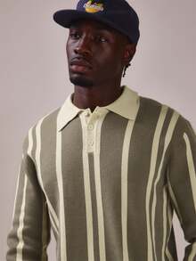Musero Relaxed Fit Contrast Stripe Knit Jumper Standared Collar Spring Summer Essentials - Multicolor - View 5