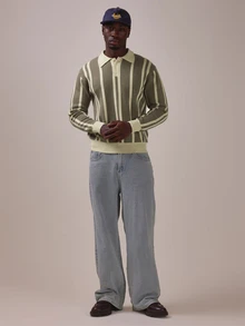 Musero Relaxed Fit Contrast Stripe Knit Jumper Standared Collar Spring Summer Essentials - Multicolor - View 2