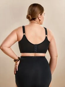Hourtrue Plus Size Women Lace Patchwork Seamless Underwear, Suitable For Daily Wear And Various Occasions - Black - View 2