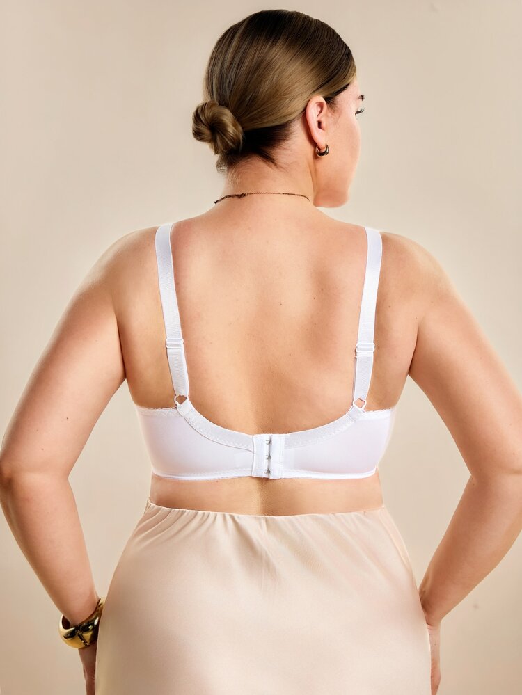 Hourtrue Plus Size Women Sheer Lace Underwire Bra, Elegant French Style - White - View 2