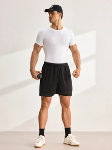 Driftmere 男友风男士短袖运动压缩衣，适合跑步、篮球、足球、骑行、健身和休闲穿着，白色夏季款 - 白色 - 查看 7