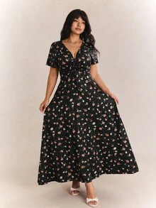 CovetEZ 大尺碼夏季優雅碎花洋裝 - 彩色 - 查看 3