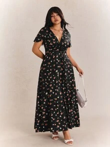 CovetEZ 大尺碼夏季優雅碎花洋裝 - 彩色 - 查看 7