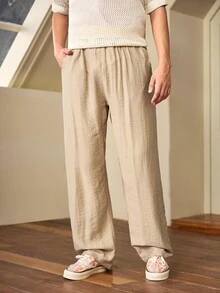 Whitmere Men's Casual Loose Linen Straight Leg Pants, Quick Dry Outdoor Sports Trousers, Summer - Khaki - View 5