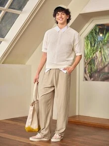 Whitmere Men's Casual Loose Linen Straight Leg Pants, Quick Dry Outdoor Sports Trousers, Summer - Khaki - View 3