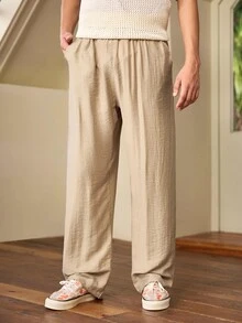 Whitmere Men's Casual Loose Linen Straight Leg Pants, Quick Dry Outdoor Sports Trousers, Summer - Khaki - View 4