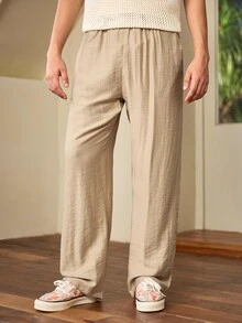 Whitmere Men's Casual Loose Linen Straight Leg Pants, Quick Dry Outdoor Sports Trousers, Summer - Khaki - View 6