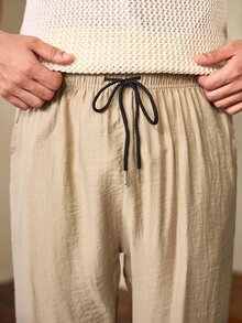 Whitmere Men's Casual Loose Linen Straight Leg Pants, Quick Dry Outdoor Sports Trousers, Summer - Khaki - View 7