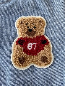SHEIN Baby Boy Casual Jacket, Patchwork Sleeves With Contrast Ribbed Cuffs, Embroidered Bear Letter Number Patch, Spring Autumn Winter Fashion Item, Suitable For Casual Daily Streetwear - Multicolor - View 5