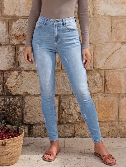 EMERY ROSE High Waisted Zip Up Skinny Jeans