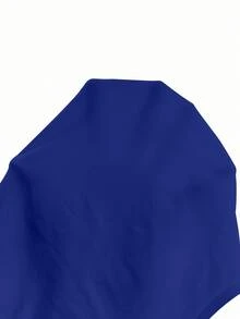 EMERY ROSE Women Plain Color Hollow Panel Casual Short Sleeve Top, Everyday Wear - Royal Blue - View 8