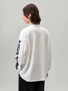 Vaulklash Men's Casual Graphic Print T-Shirt, Minimalist Fashion For Everyday Wear, For Fall - White - View 3