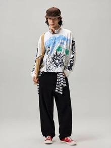 Vaulklash Men's Casual Graphic Print T-Shirt, Minimalist Fashion For Everyday Wear, For Fall - White - View 2