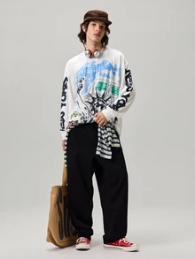 Vaulklash Men's Casual Graphic Print T-Shirt, Minimalist Fashion For Everyday Wear, For Fall - White - View 7