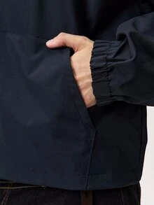 Vaulklash 男士休閒連帽雙層設計百搭運動休閒刺繡圖案時尚Ins風適合四季，街頭風，寬鬆，圖案，情侶套裝，朋友，我愛我的男朋友，街頭風格，情侶，雙層連帽，半拉鍊，彈性抽繩下擺 - 黑色 - 查看 7