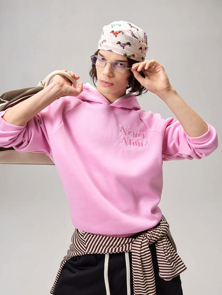 Vaulklash Hoodie Fleece Kasual Lengan Panjang Bordir Huruf untuk Pria, Musim Gugur/Dingin - MultiWarna - View 1