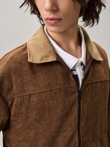Vaulklash 男士休閒燈芯絨領夾克，適合日常穿著復古夾克男士摩卡色夾克男士燈芯絨夾克男士棕色夾克男士飛行員夾克，度假，父親節禮物 - 彩色 - 查看 8