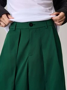 Vaulklash Niche Design Multi-Panel 2 In 1 Men's Loose Japanese Style Oversized Wide Leg Pants, Boyfriend Gifts,Christmas Gifts, Fall Wide Leg - Dark Green - View 7