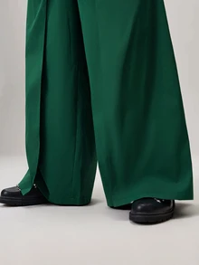 Vaulklash Niche Design Multi-Panel 2 In 1 Men's Loose Japanese Style Oversized Wide Leg Pants, Boyfriend Gifts,Christmas Gifts, Fall Wide Leg - Dark Green - View 8