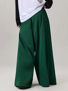 Vaulklash Niche Design Multi-Panel 2 In 1 Men's Loose Japanese Style Oversized Wide Leg Pants, Boyfriend Gifts,Christmas Gifts, Fall Wide Leg - Dark Green - View 3