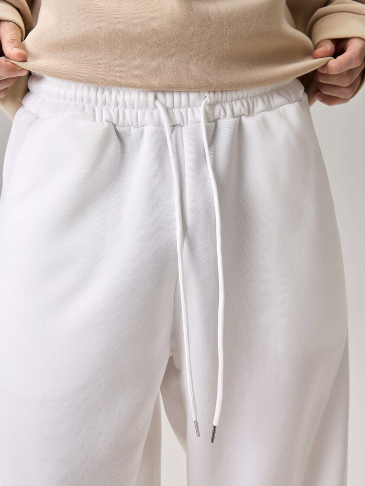Vaulklash Manfinity Hypemode Men's Solid Color Drawstring Waist Wide Leg Loose Casual Sweatpants - White - View 8