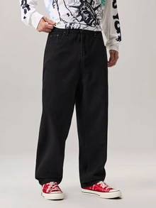 Vaulklash Men's Loose Fit Casual Jeans - Black - View 5