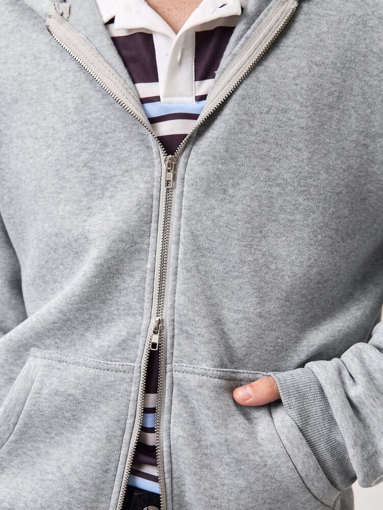 Vaulklash Men's White Creative Text Graphic Embroidered Metal Zipper Hoodie, Black - Light Grey - View 7