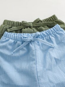 Cozy Pixies 2pcs/Set Baby Girl Baby Boy Textured Fabric Loose Wide Leg Straight Pants Versatile Long Pants Vacation Style - Multicolor - View 4