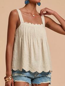 Travachic Women's Summer Casual Shell Trim Cami - Apricot - View 7