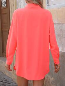 EMERY ROSE 女款下垂肩長袖襯衫 - 亮橙色 - 查看 2