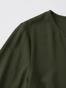 SHEIN 女款編織休閒度假風秋季洋裝 - 軍綠色 - 查看 3