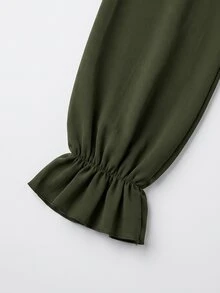 SHEIN 女款編織休閒度假風秋季洋裝 - 軍綠色 - 查看 4