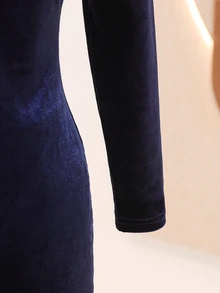 SHEIN Gaun Polos Elegan untuk Anak Perempuan Remaja, Musim Gugur/Dingin - Navy Blue - View 6