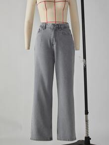 EURMUSE High Waist Wide Leg Jeans - Grey - View 7
