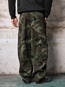 Skyrend 男士休閒直筒長褲，戶外迷彩工裝褲，春夏/秋冬復古風格 - 軍綠色 - 查看 3