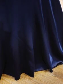 1件女款春夏海軍藍緞面洋裝，優雅奢華風格，適合派對、主持，高端熱銷款式 - 藏蓝色 - 查看 6