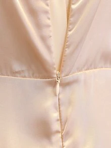 女童優雅夏季米色掛脖緞面修身正式禮服，派對伴娘、婚禮、花童適用 - 杏色 - 查看 8