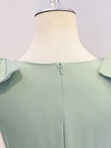 青少年女孩春夏畢業舞會 Sweet 16 婚禮花童優雅 Katseye 舞會禮服裙 薄荷綠亮面緞面蝴蝶結細肩帶 - 薄荷綠 - 查看 8