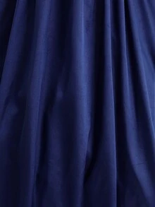 Teen Girls Premium Satin Round Neck Layered Ruffle Sleeve Cinched Waist Flared Mid-Length Dress For Prom, Performance, Birthday Party, Banquet, Evening Party, All Seasons, Autumn, School, Back To School, Holiday - Navy Blue - View 7