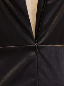 Vestido largo de sirena de satén con tirantes finos, patchwork de lentejuelas, ajustado, de alta gama para niñas, para temporada de bodas, baile de graduación, actuación, fiesta de cumpleaños, banquete, fiesta de noche, todas las estaciones, otoño - Negro - Ver 2