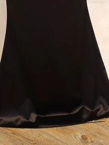 Vestido largo de sirena de satén con tirantes finos, patchwork de lentejuelas, ajustado, de alta gama para niñas, para temporada de bodas, baile de graduación, actuación, fiesta de cumpleaños, banquete, fiesta de noche, todas las estaciones, otoño - Negro - Ver 3