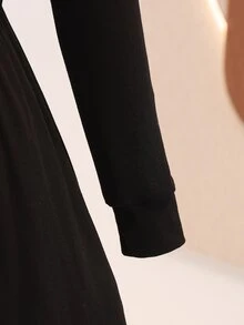 SHEIN 青少年女孩黑色長袖洋裝 返校舞會禮服 秋季洋裝 女孩派對正式優雅洋裝 - 黑色 - 查看 6