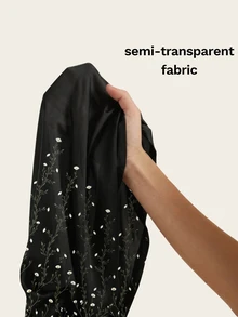 Al Najma Women's Elegant Floral Printed Arabic Abaya Robe, Modest - Black - View 7