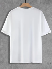 HUEFORM Loose Fit Men's Solid Color Round Neck Short Sleeve Casual T-Shirt - White - View 2