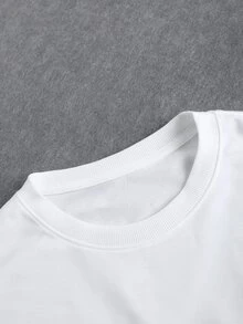 HUEFORM Loose Fit Men's Solid Color Round Neck Short Sleeve Casual T-Shirt - White - View 4