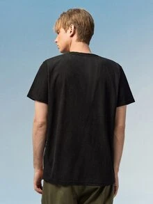 Men Two Tone Casual Color Block Short Sleeve Tee, For Going Out,, For Husband - Khaki - View 3