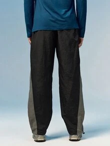 Men's Letter Print Drawstring Waist Contrast Color Active Pants Fall Breathable Sweat Pants, Gym Sports - Grey - View 3